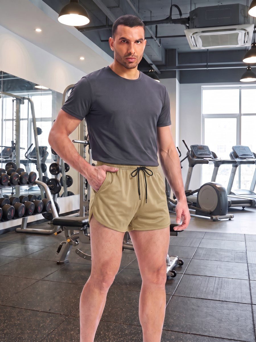 TACVASEN Khaki Men's 3 Inch Quick Dry Lightweight Athletic Shorts