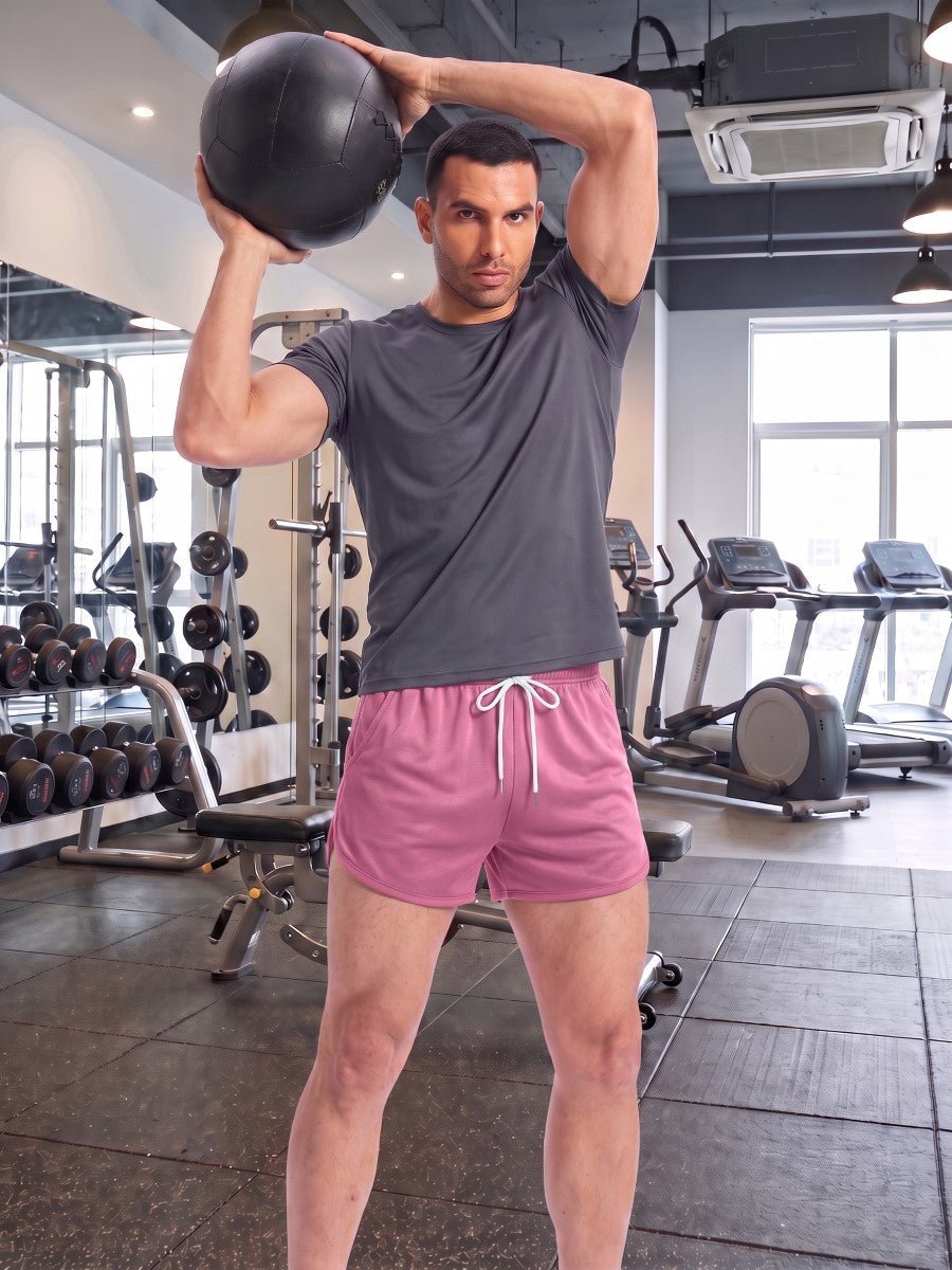 TACVASEN Bright Pink Men's 3 Inch Quick Dry Lightweight Athletic Shorts