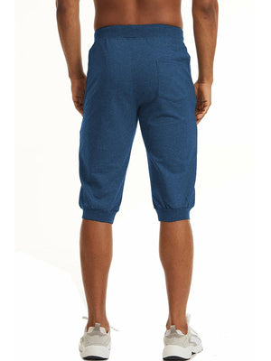 TACVASEN Indigo Blue Men's 3/4 Joggers Elastic Cotton Capri Pants