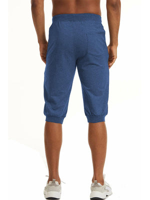 TACVASEN Royal Blue Men's 3/4 Joggers Elastic Cotton Capri Pants