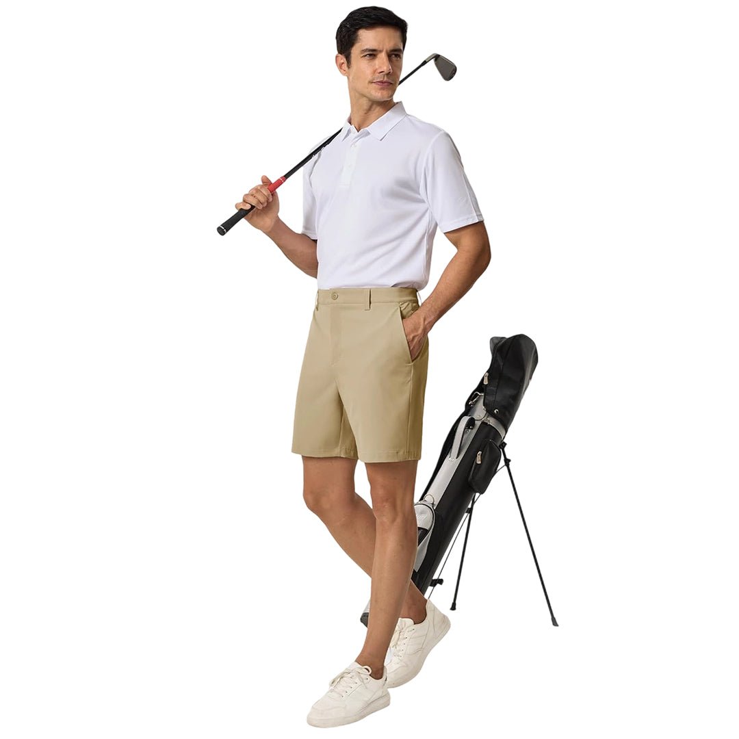 TACVASEN Khaki Men's 7 Inch Quick Dry Golf Shorts with 6 Pockets