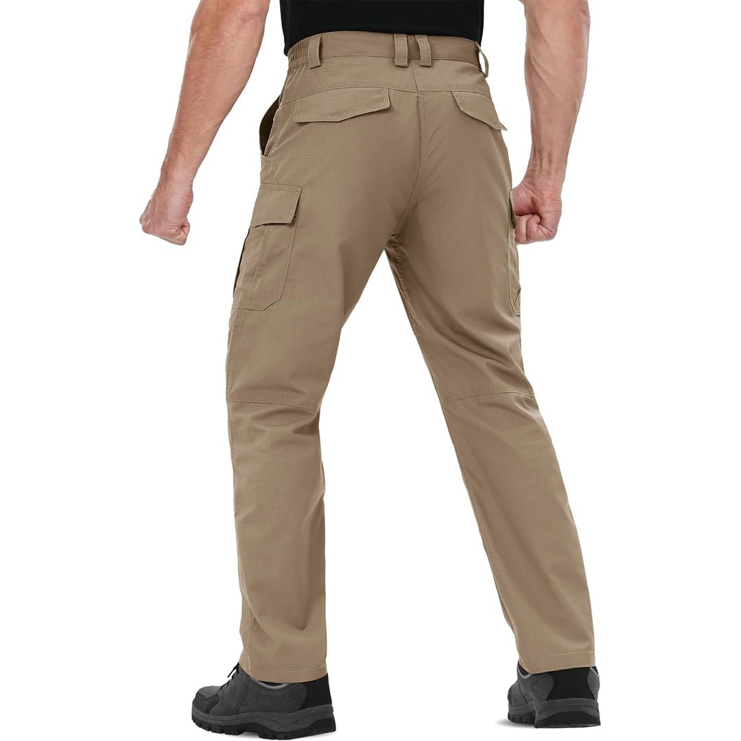TACVASEN Khaki Men's 9 Pockets Ripstop Water Repellent Tactical Pants