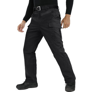 TACVASEN Black Men's 9 Pockets Ripstop Water Repellent Tactical Pants
