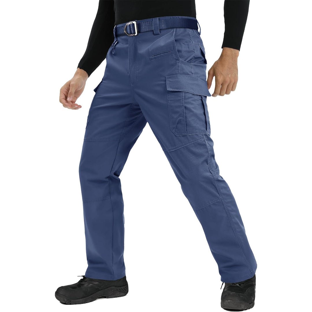 TACVASEN Blue Grey Men's 9 Pockets Ripstop Water Repellent Tactical Pants