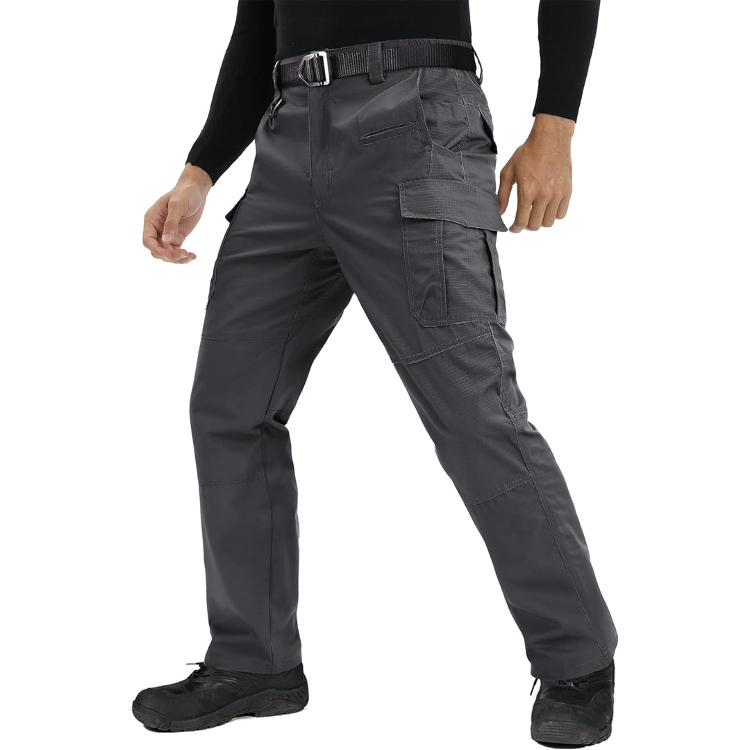TACVASEN Dark Grey Men's 9 Pockets Ripstop Water Repellent Tactical Pants