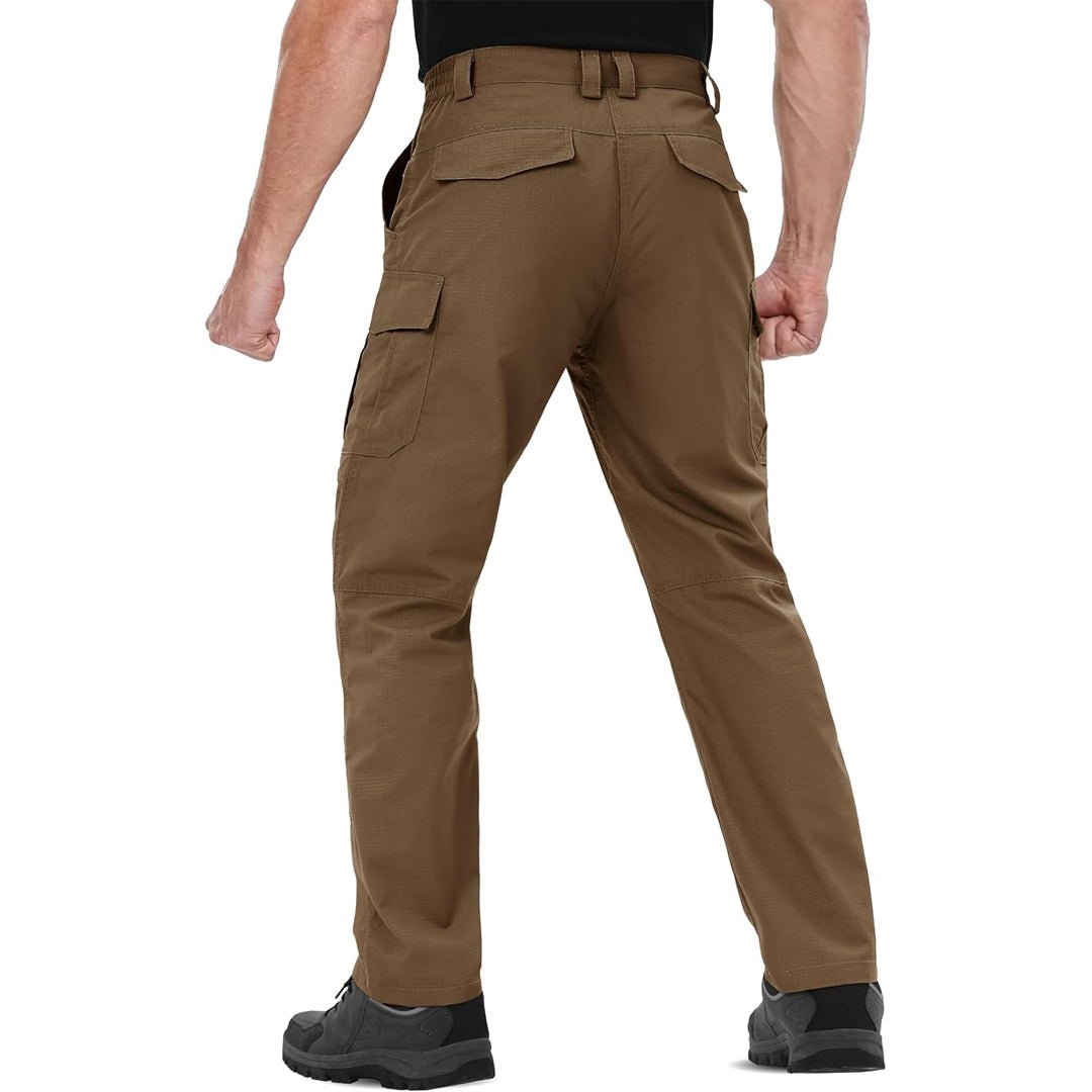 TACVASEN Brown Men's 9 Pockets Ripstop Water Repellent Tactical Pants