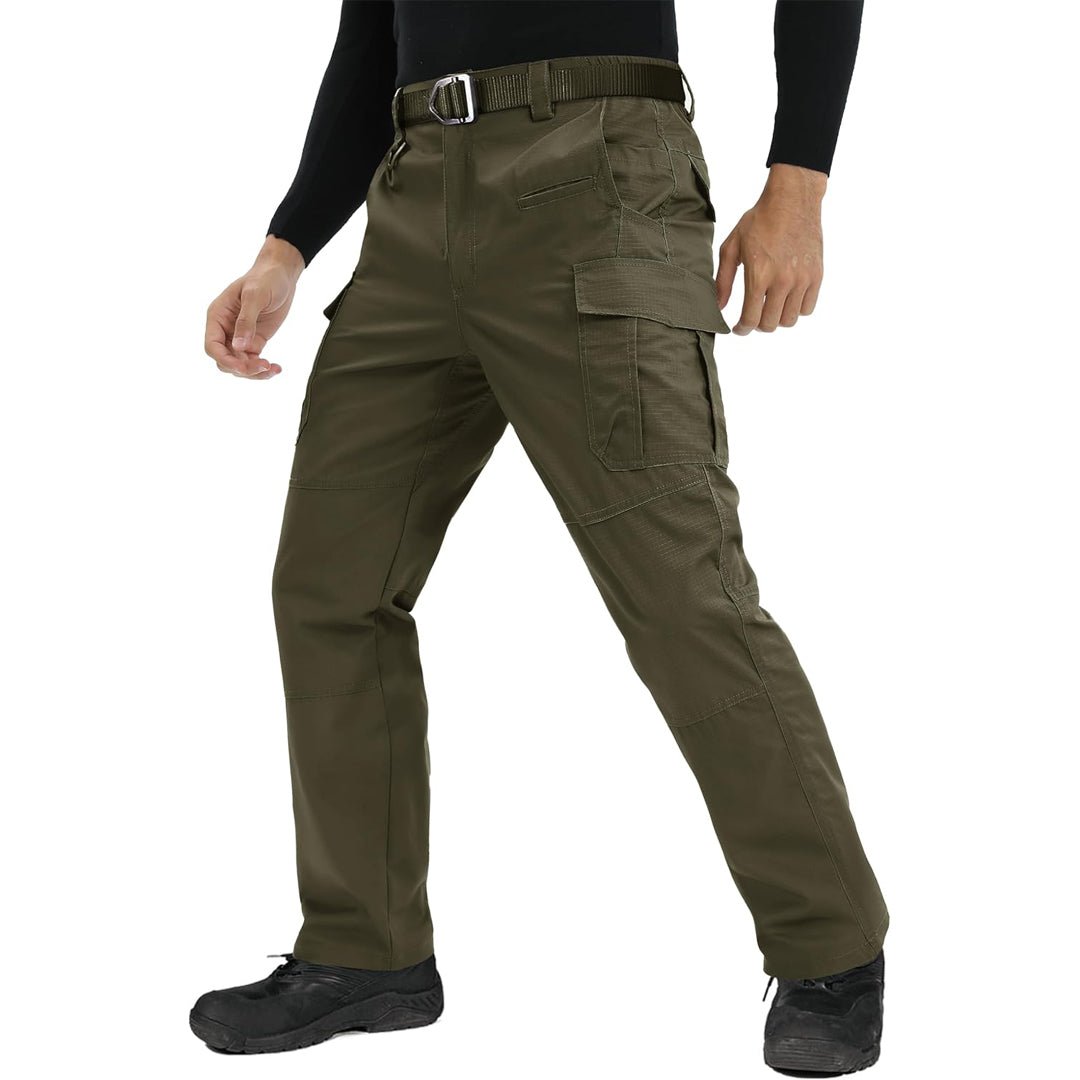 TACVASEN Army Green Men's 9 Pockets Ripstop Water Repellent Tactical Pants