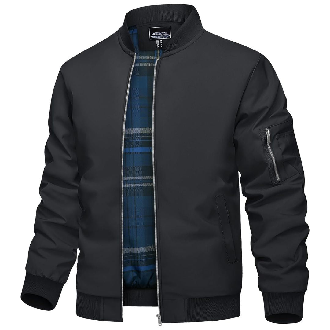 Men's Lightweight Fall Jacket | Bomber Plaid Lined Coat – TACVASEN
