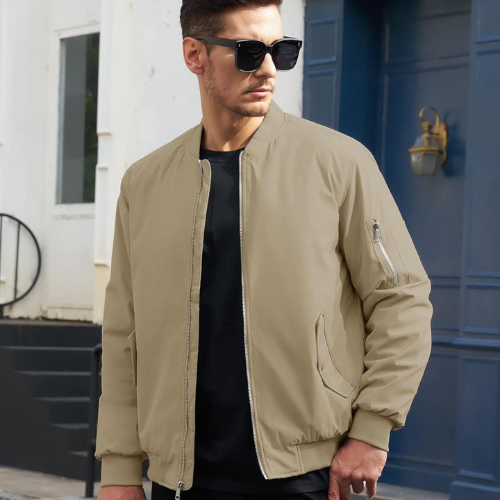 Men's Bomber Jacket Windbreaker Thermal Warm Winter Padded Coats - Men's Coats