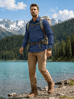 TACVASEN Royal Blue Men's Breathable Quick-Dry Convertible Outdoor Shirt