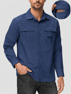 TACVASEN Royal Blue Men's Breathable Quick-Dry Convertible Outdoor Shirt