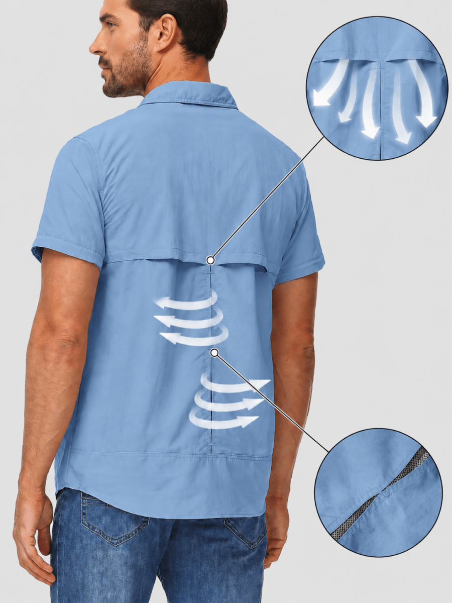 TACVASEN Sky Blue Men's Breathable Quick-Dry Convertible Outdoor Shirt