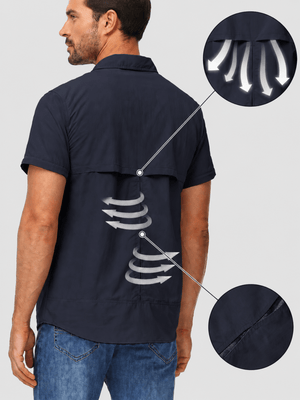 TACVASEN Navy Men's Breathable Quick-Dry Convertible Outdoor Shirt