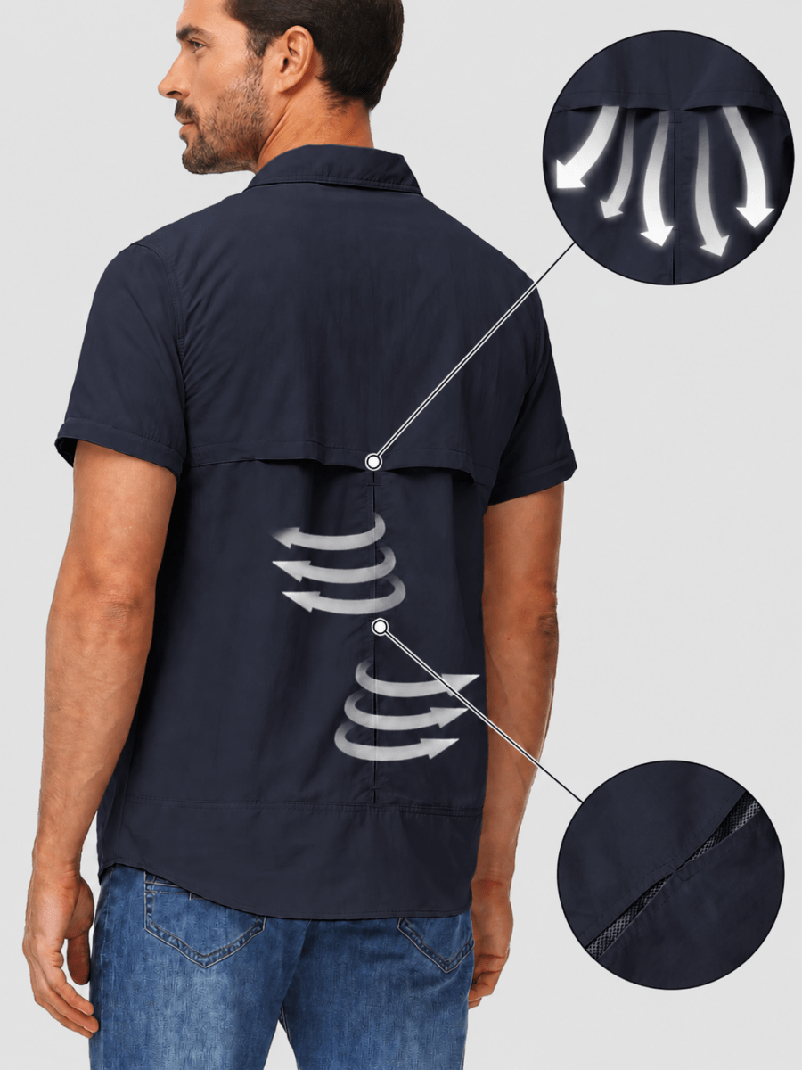 TACVASEN Navy Men's Breathable Quick-Dry Convertible Outdoor Shirt