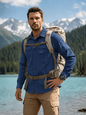 TACVASEN Royal Blue Men's Breathable Quick-Dry Convertible Outdoor Shirt