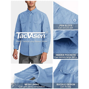 TACVASEN Black Men's Breathable Quick Dry Long Sleeve Shirts