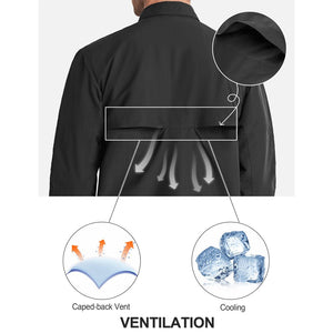 TACVASEN Black Men's Breathable Quick Dry Long Sleeve Shirts