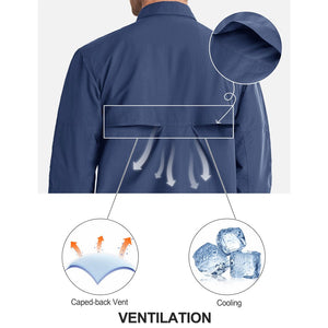 TACVASEN Black Men's Breathable Quick Dry Long Sleeve Shirts