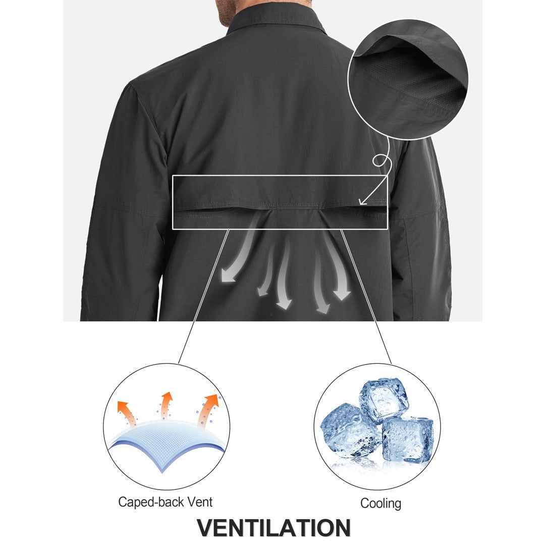 TACVASEN Black Men's Breathable Quick Dry Long Sleeve Shirts