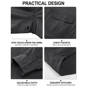 TACVASEN Black Men's Breathable Quick Dry Long Sleeve Shirts