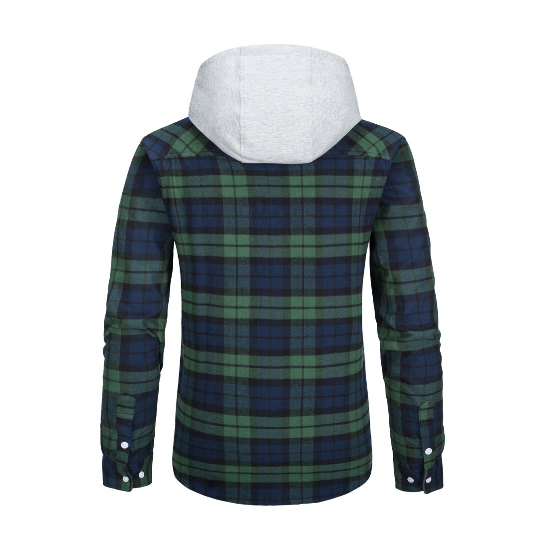 TACVASEN Blue White Men's Buffalo Plaid Hooded Casual Shirt Jacket