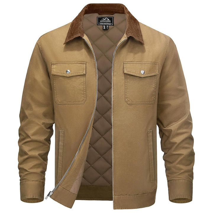 Men's Casual Corduroy Collar 5 Pockets Cotton Cargo Jackets - LT24M1262