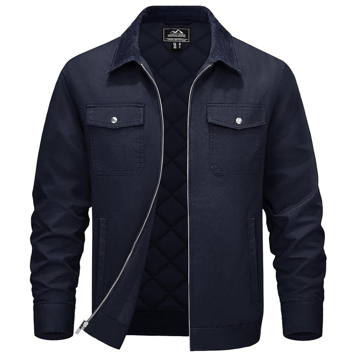Men's Casual Corduroy Collar 5 Pockets Cotton Cargo Jackets - LT24M1262