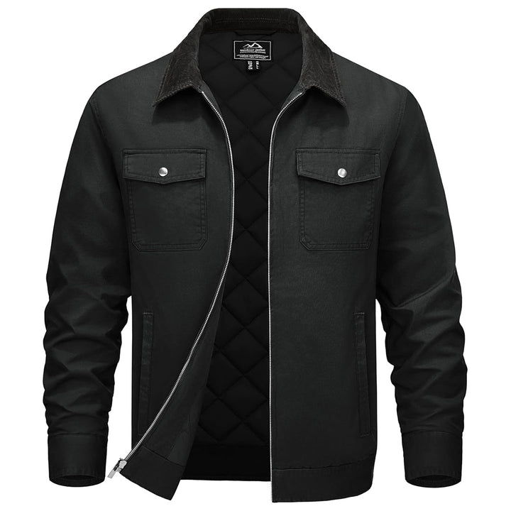 Men's Casual Corduroy Collar 5 Pockets Cotton Cargo Jackets - LT24M1262