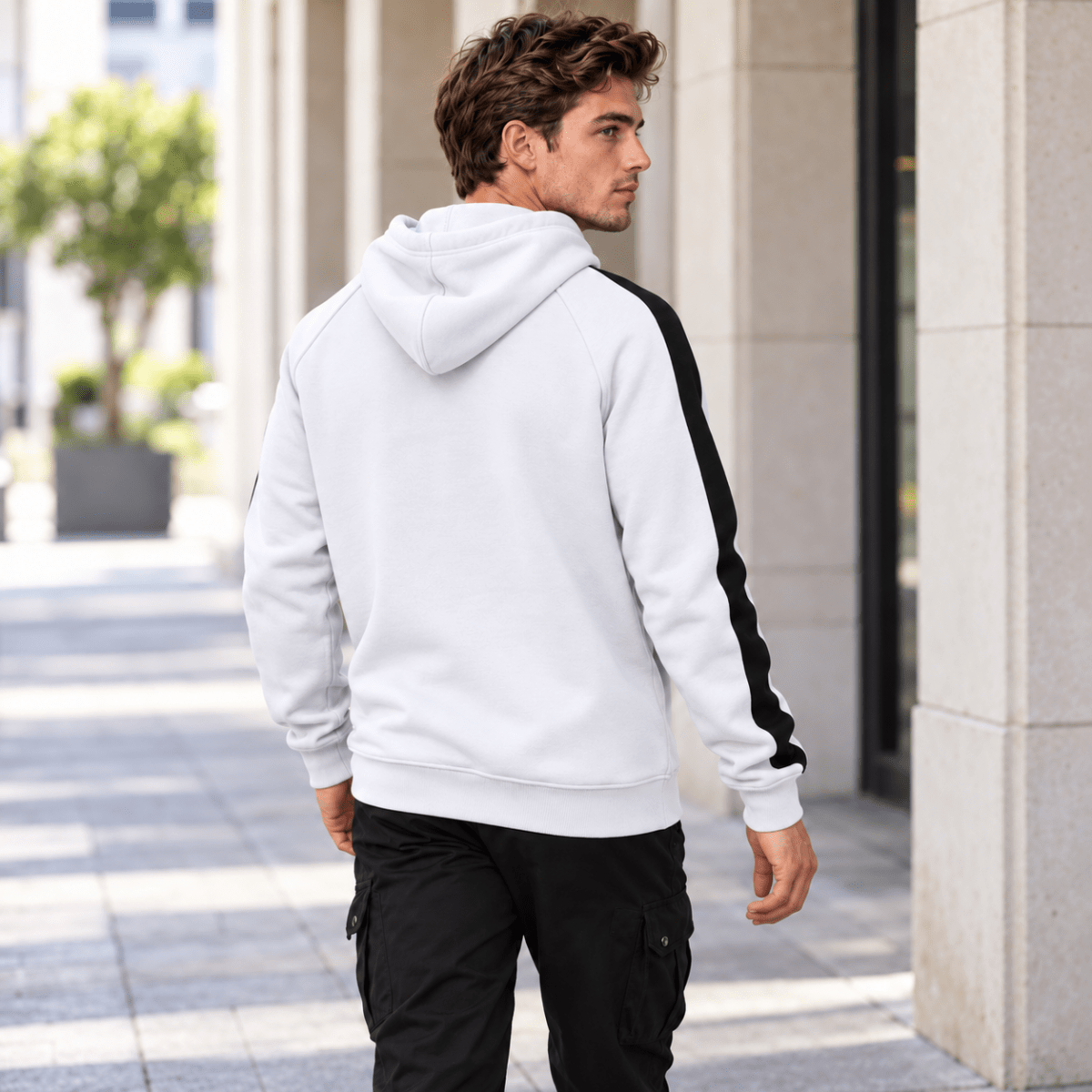TACVASEN White Men's Casual Cotton Soft Stretch Fleece Blend Hoodie