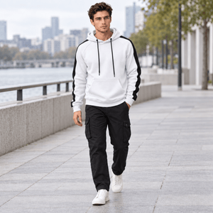 TACVASEN White Men's Casual Cotton Soft Stretch Fleece Blend Hoodie