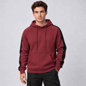 TACVASEN Wine Red Men's Casual Cotton Soft Stretch Fleece Blend Hoodie