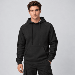 TACVASEN Black Men's Casual Cotton Soft Stretch Fleece Blend Hoodie