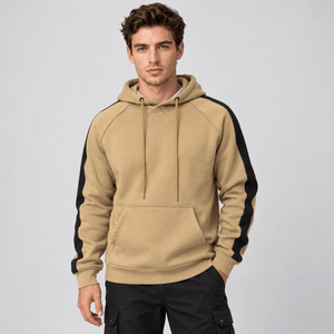 TACVASEN Khaki Men's Casual Cotton Soft Stretch Fleece Blend Hoodie