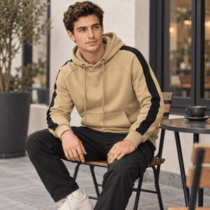 TACVASEN Khaki Men's Casual Cotton Soft Stretch Fleece Blend Hoodie
