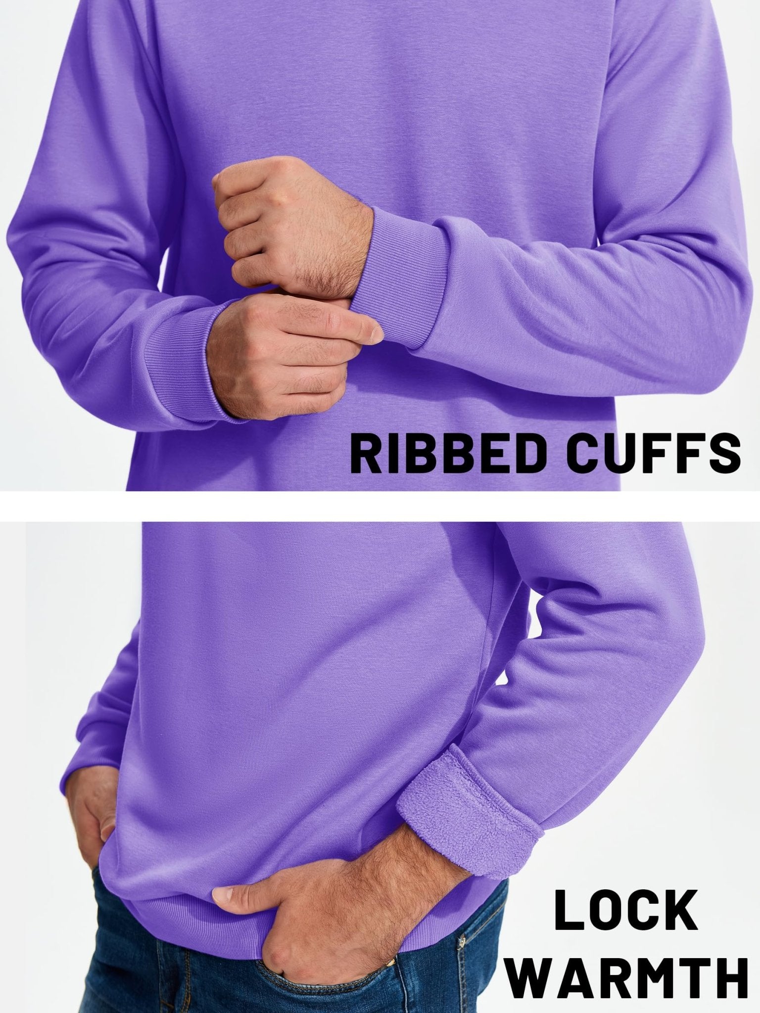 TACVASEN Black Men's Casual Fleece Lined Pullover Sweatshirts
