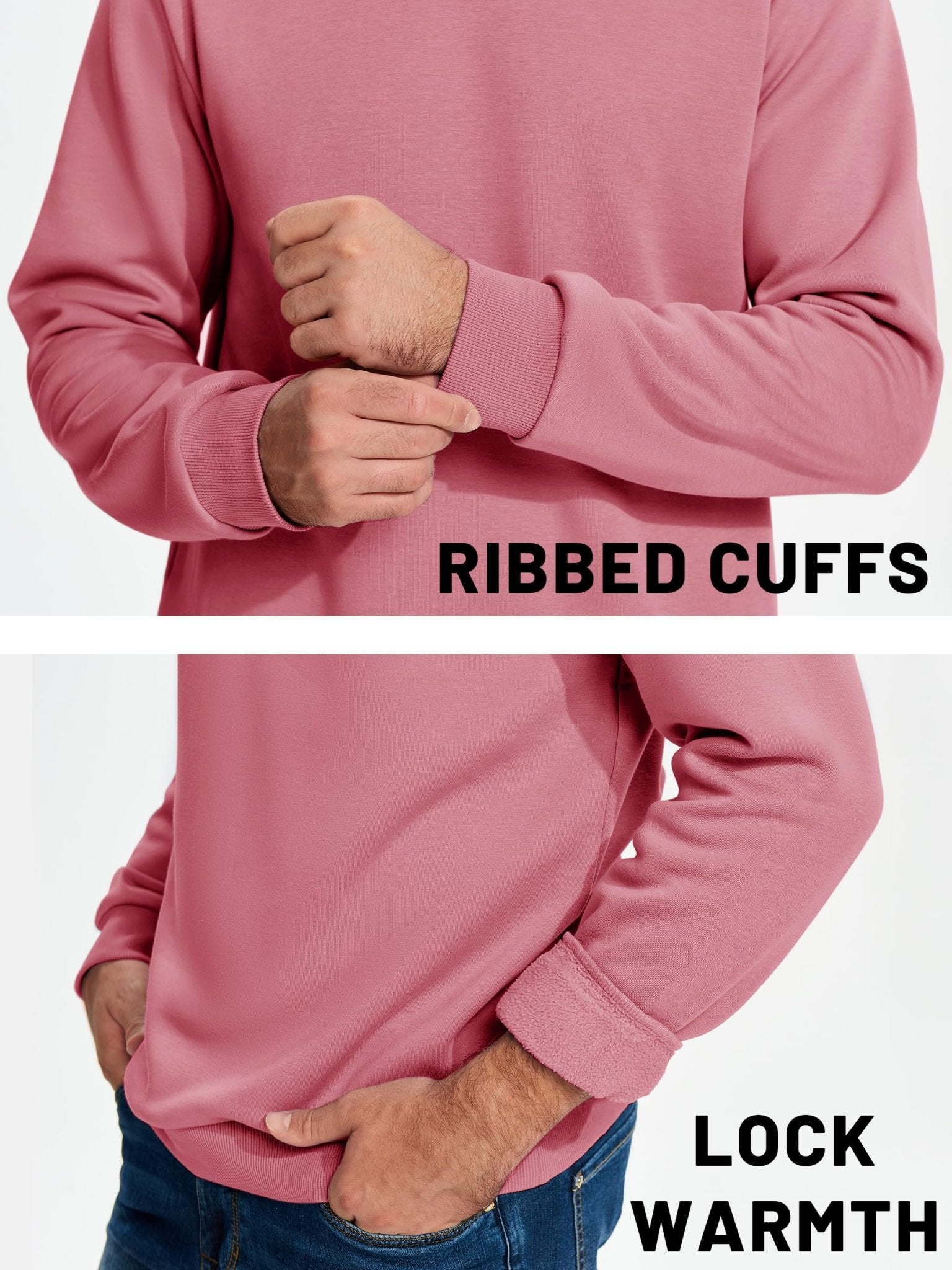 TACVASEN Black Men's Casual Fleece Lined Pullover Sweatshirts