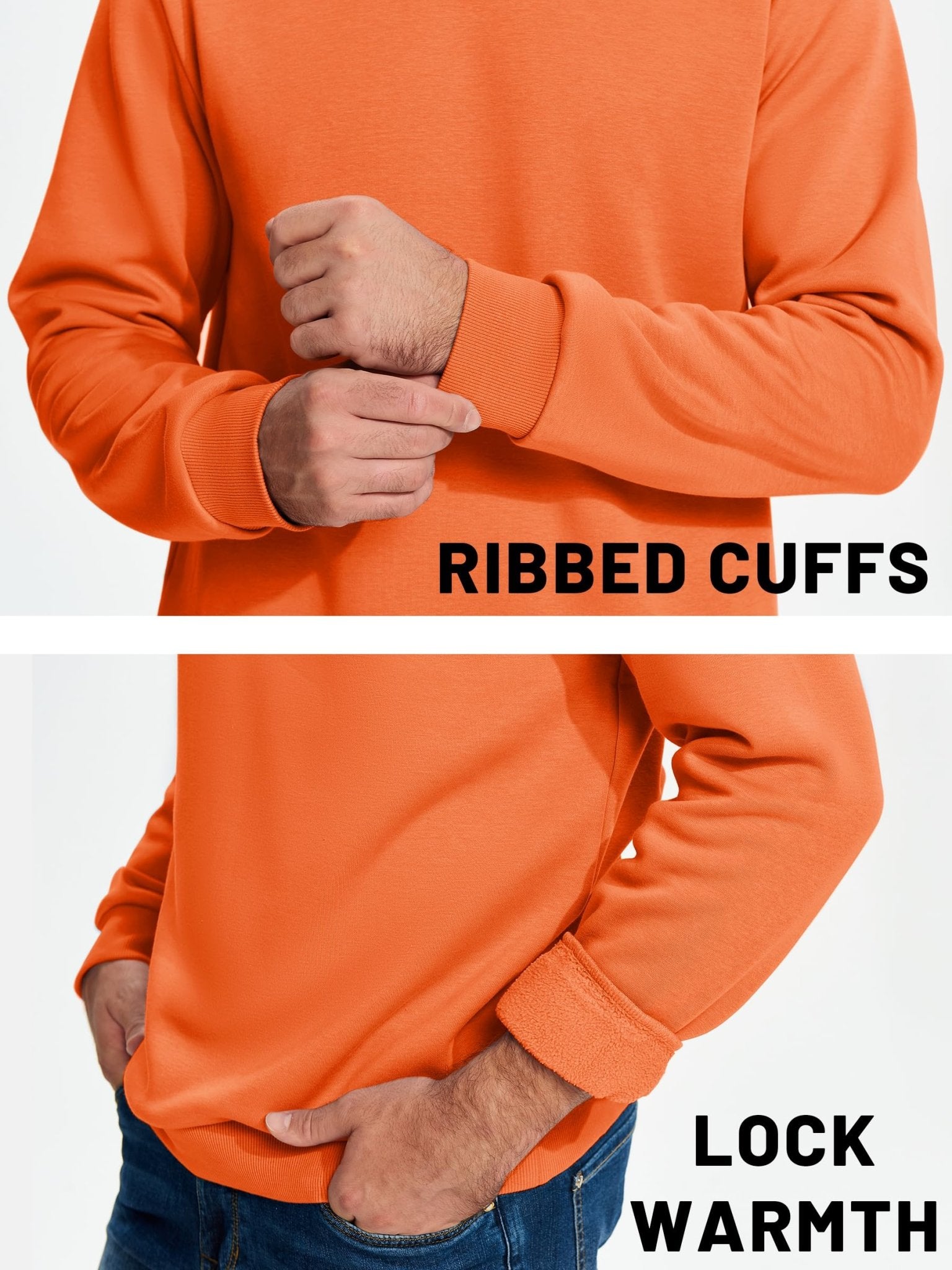 TACVASEN Black Men's Casual Fleece Lined Pullover Sweatshirts