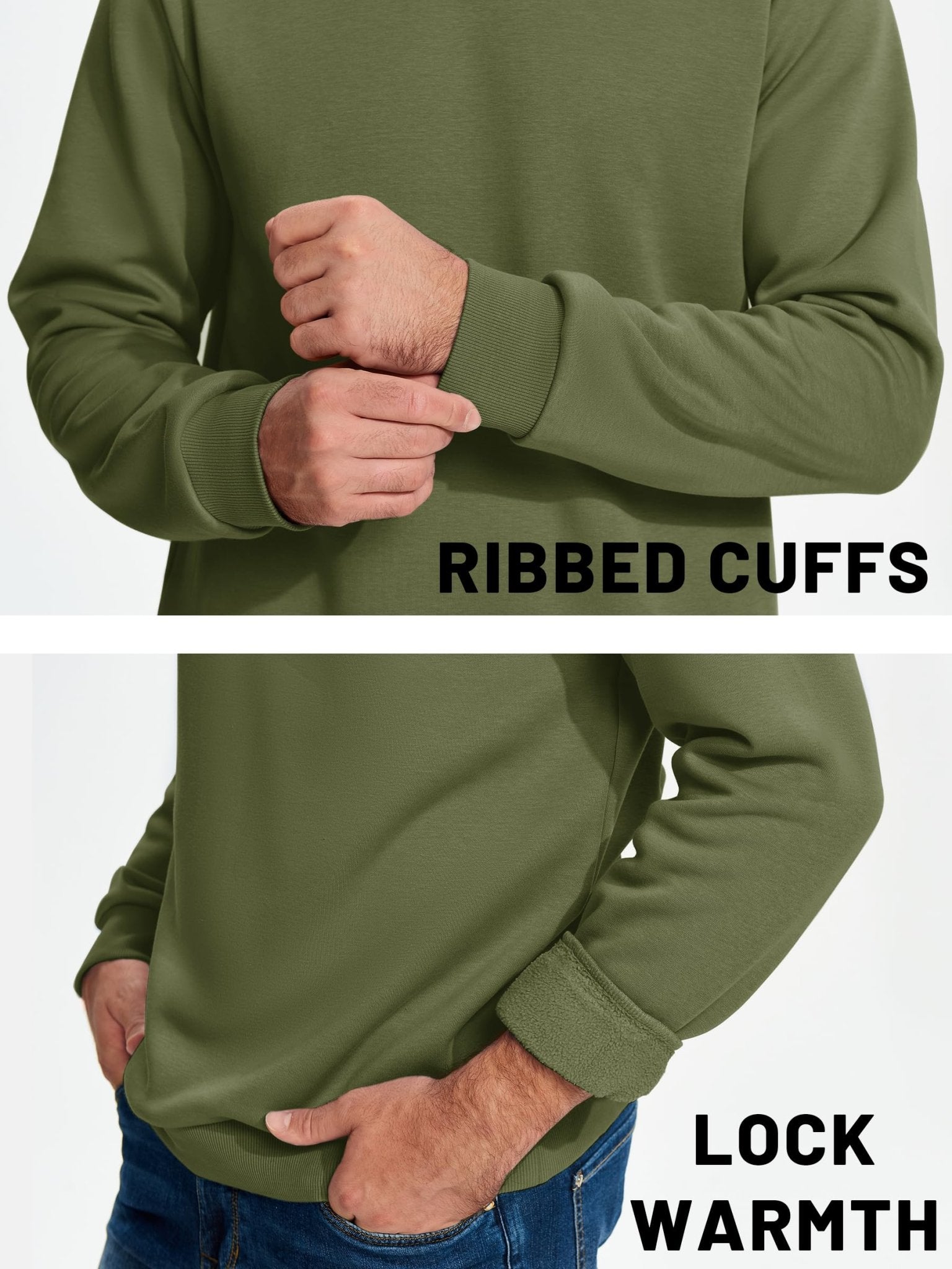 TACVASEN Black Men's Casual Fleece Lined Pullover Sweatshirts