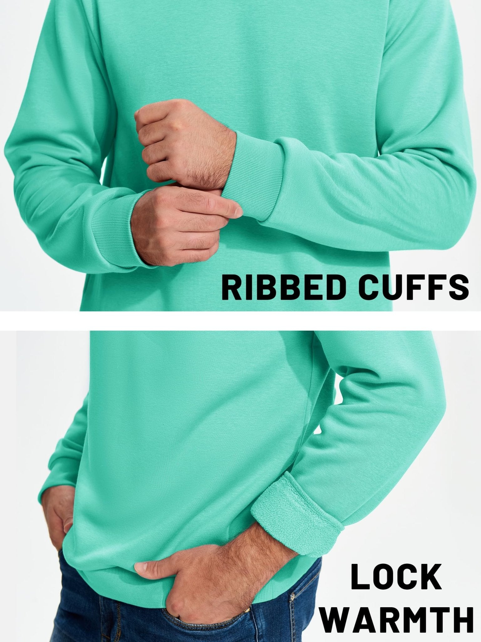 TACVASEN Black Men's Casual Fleece Lined Pullover Sweatshirts