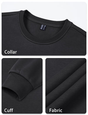 TACVASEN Black Men's Casual Fleece Lined Pullover Sweatshirts