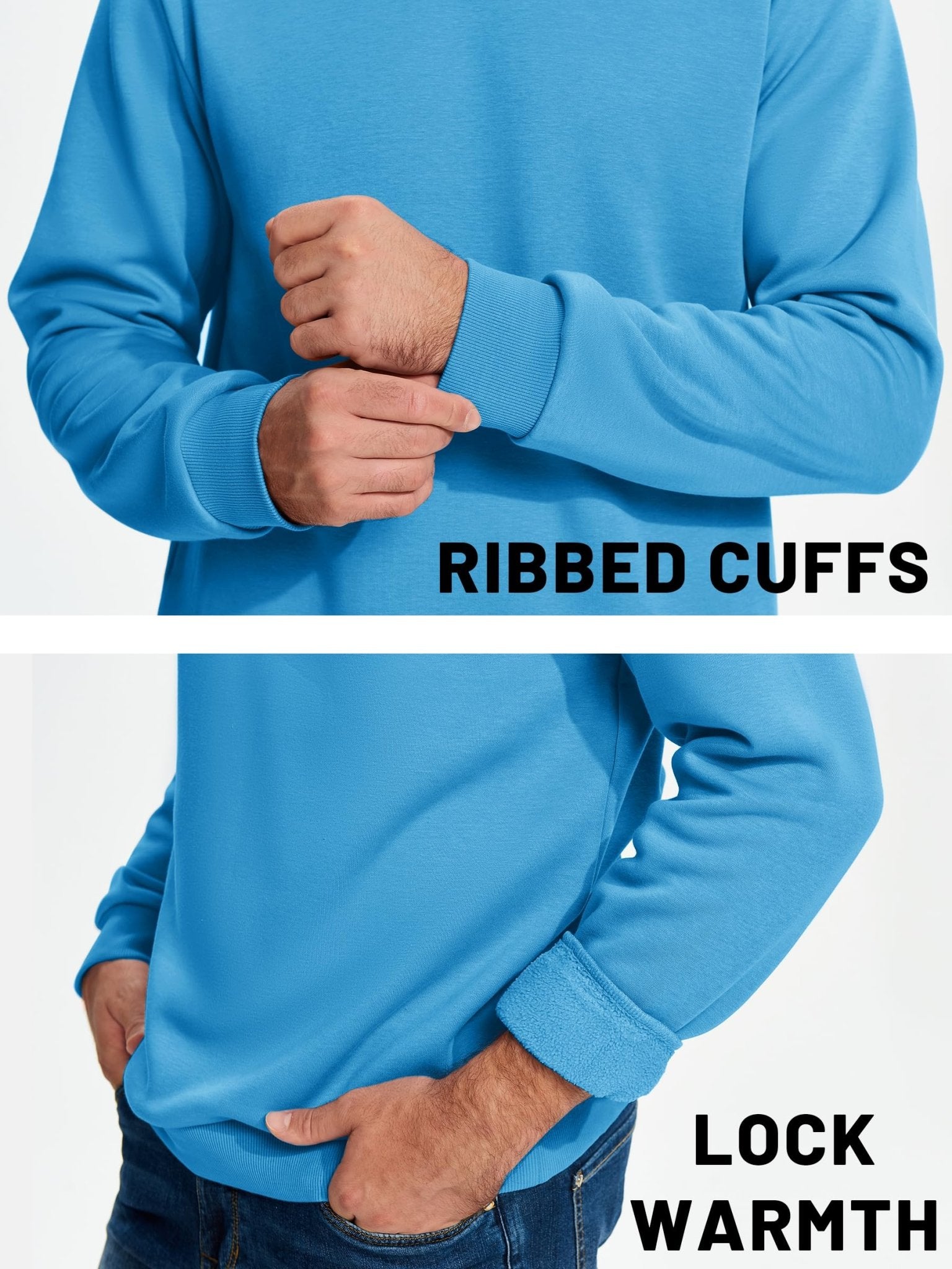 TACVASEN Black Men's Casual Fleece Lined Pullover Sweatshirts