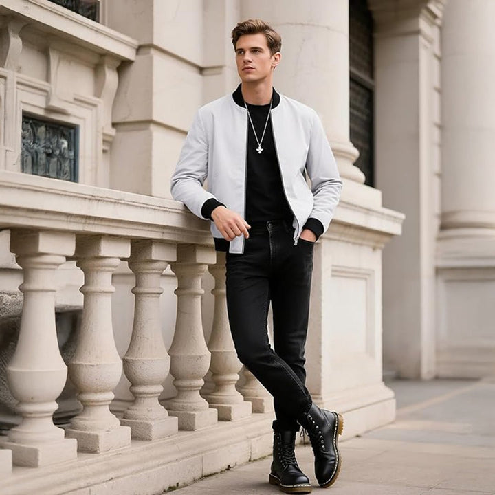 Men's Casual Lightweight Bomber Jacket - L23M911