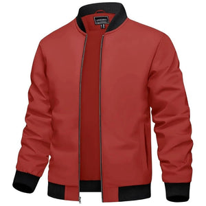 TACVASEN Orange Red Men's Casual Lightweight Bomber Jacket - Slim Fit Coat