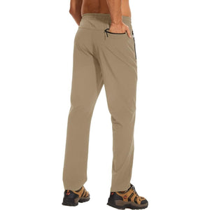 TACVASEN Khaki Men's Casual Pants Lightweight Quick Dry Water Resistant Joggers with Pockets