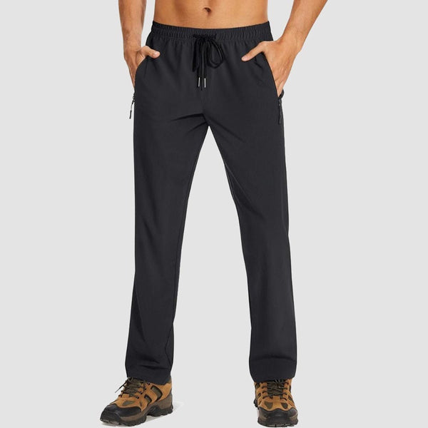 TACVASEN Black Men's Casual Pants Lightweight Quick Dry Water Resistant Joggers with Pockets