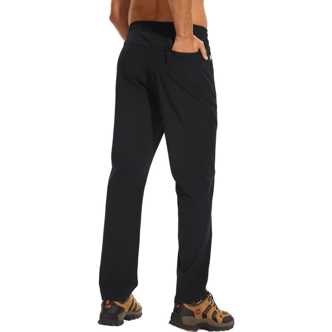 TACVASEN Black Men's Casual Pants Lightweight Quick Dry Water Resistant Joggers with Pockets