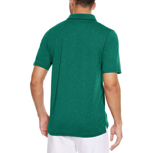TACVASEN Emerald Green Men's Casual Polo Golf Shirts Quick Dry 3 Buttons