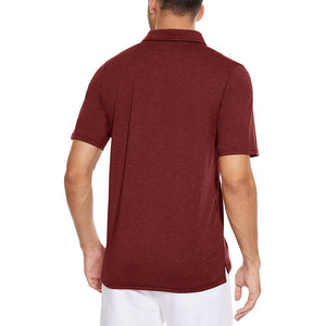 TACVASEN Wine Red Men's Casual Polo Golf Shirts Quick Dry 3 Buttons