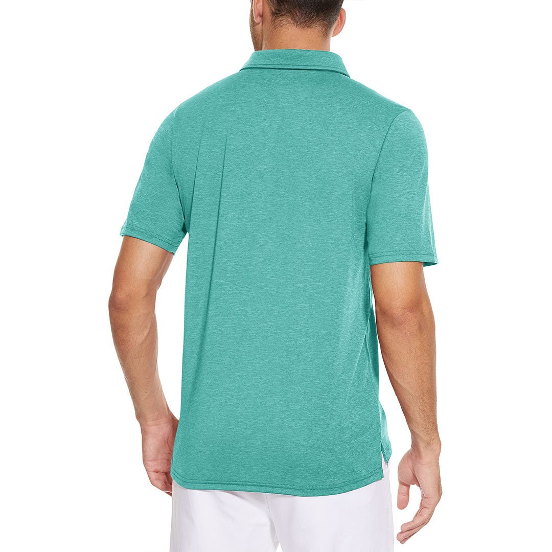 TACVASEN Light Green Men's Casual Polo Golf Shirts Quick Dry 3 Buttons