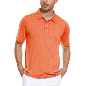 TACVASEN Orange Men's Casual Polo Golf Shirts Quick Dry 3 Buttons